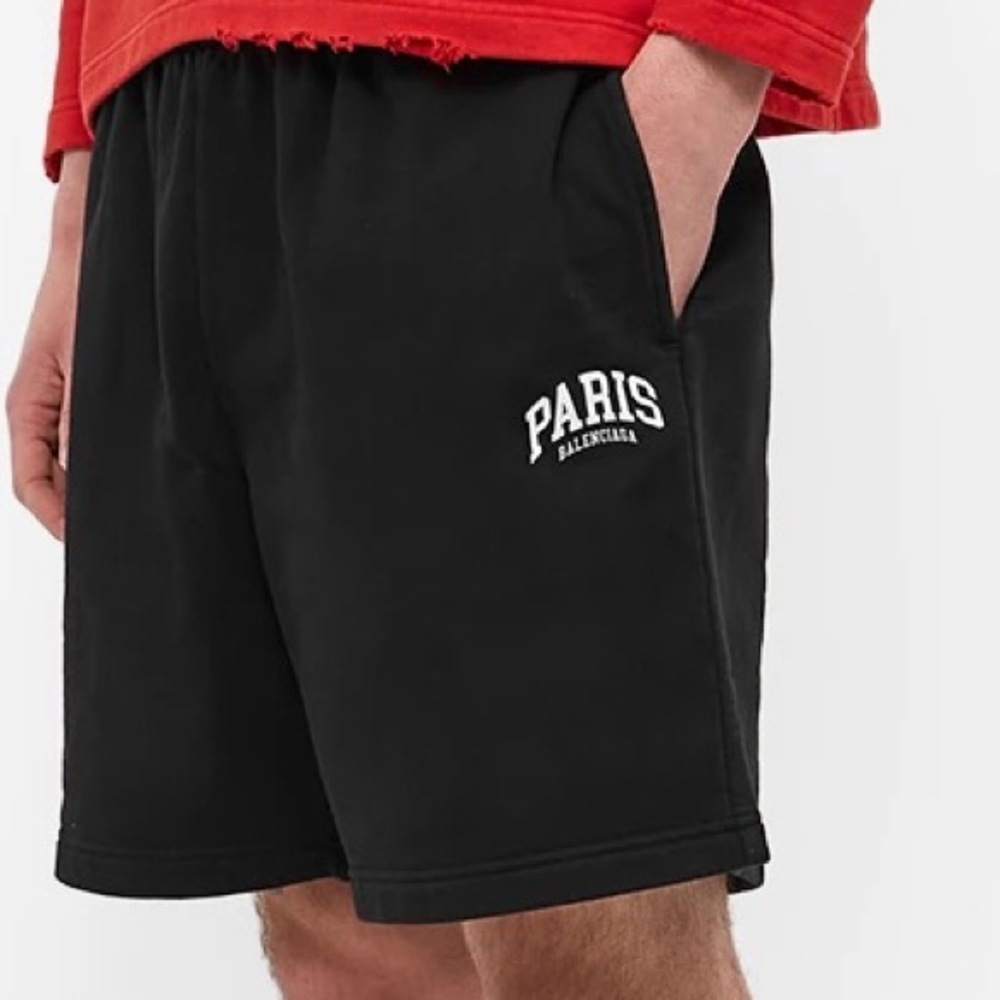 Balenciaga City Paris Logo Shorts Black